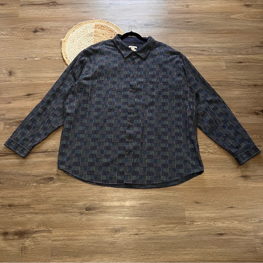 CARBON2COBALT Mens Tapestry Button Down Long Sleeve Shirt